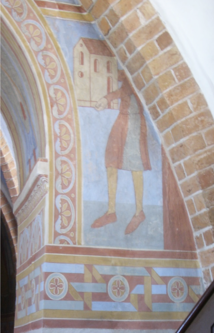 Finjamesterens kalkmaleri i Slaglille Kirke.